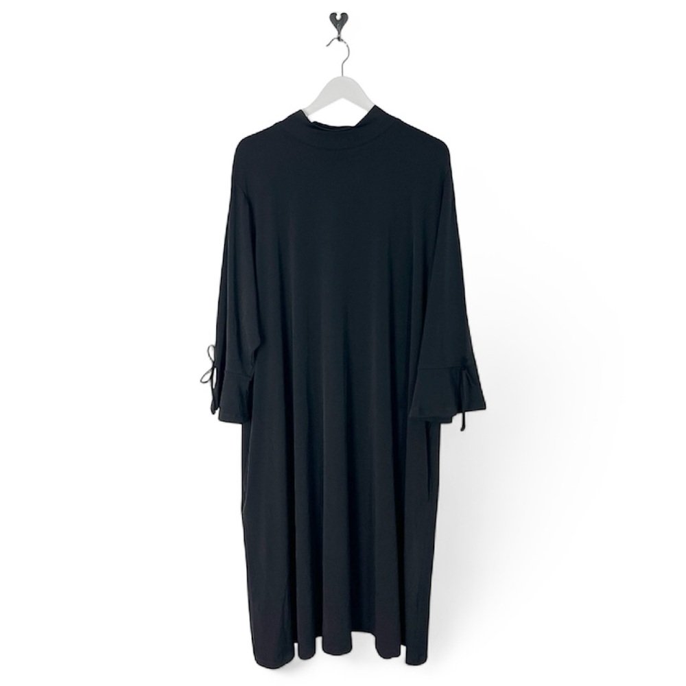 Susan Graver liquid Knit Solid Black Size 4XP 3/4 sleeves pockets Office career